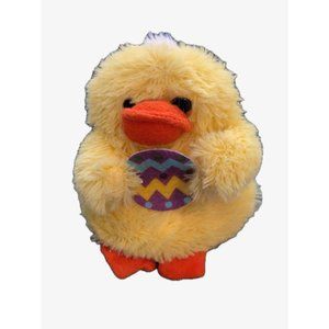 Tom's Toy Baby Chick Yellow Orange Holding Easter Egg 6"